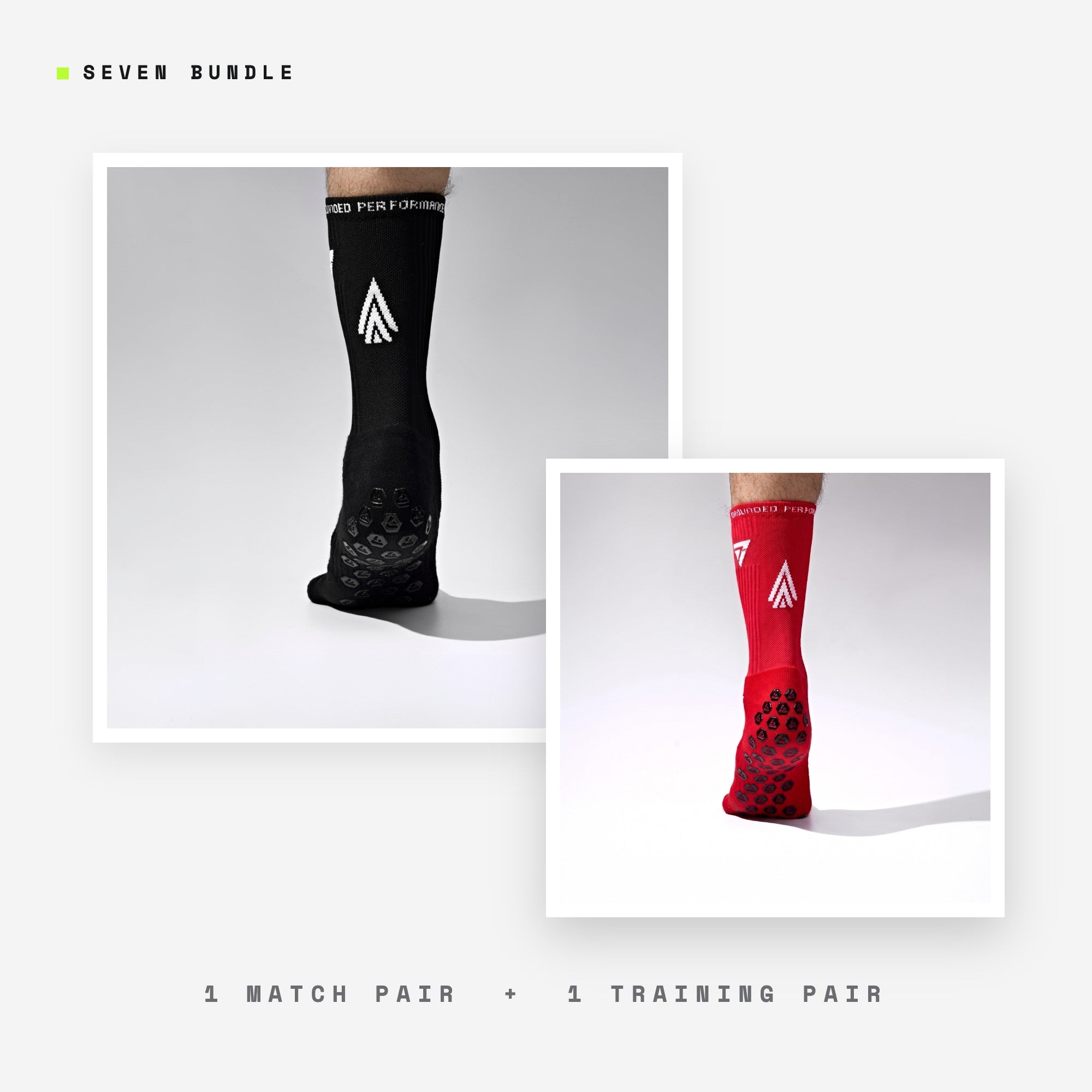 Seven Match + Training bundle: black + red grip performance socks