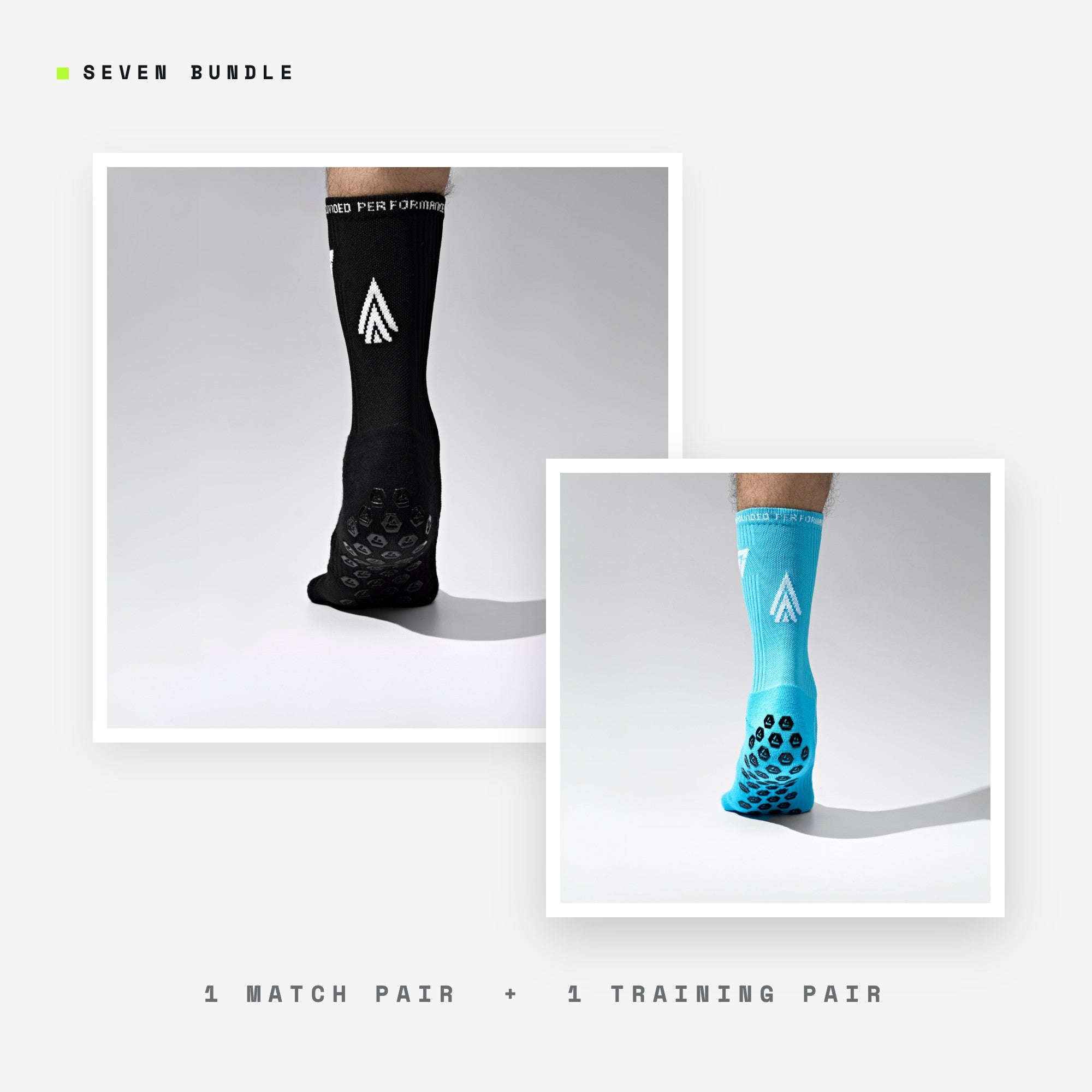 Seven Match + Training bundle: black + teal grip performance socks