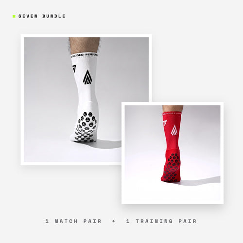Seven Match + Training bundle: white + red grip performance socks