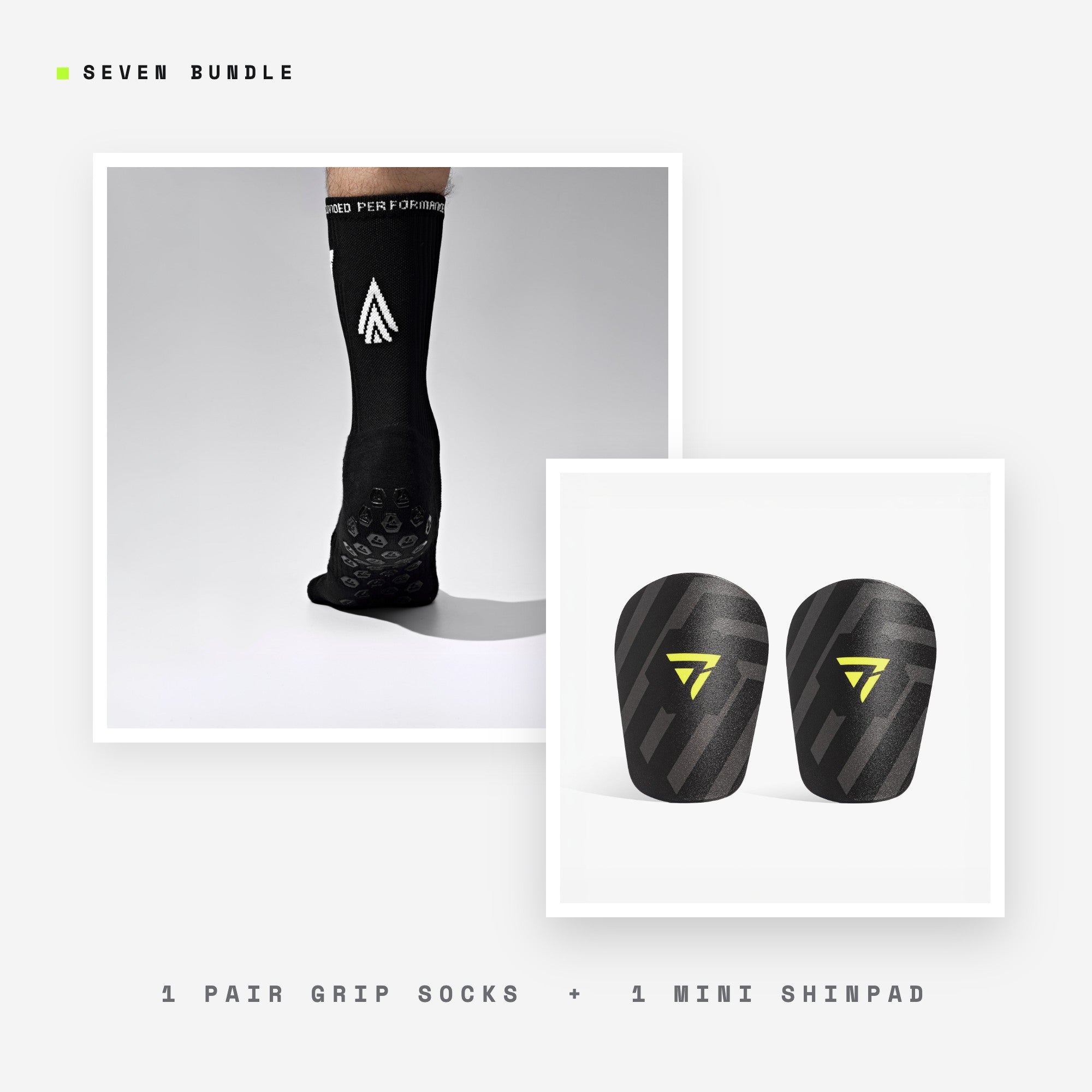 Seven Base Layer bundle: black grip performance socks + Mini Shinpad
