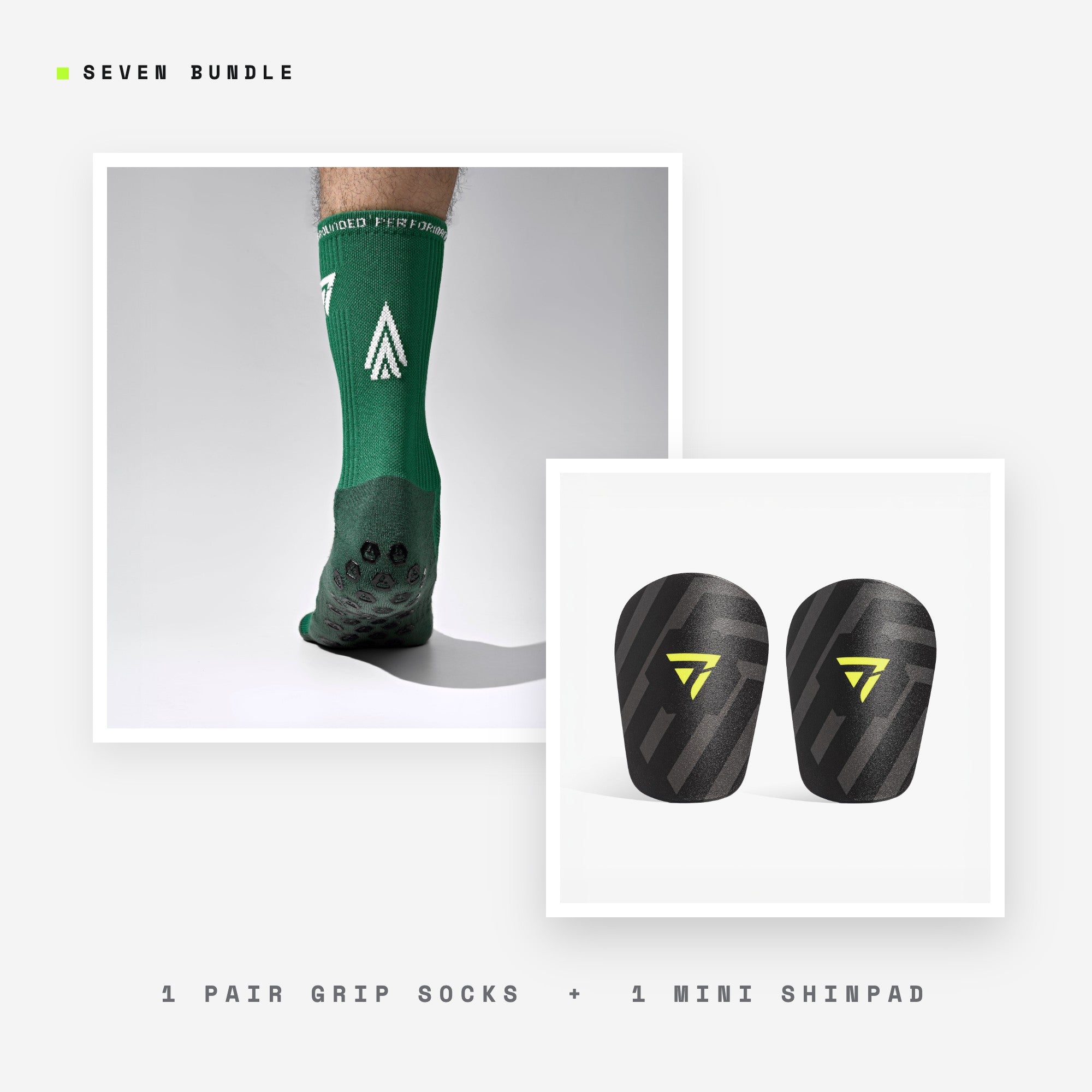 Seven Color Layer bundle: green grip performance socks + Mini Shinpad