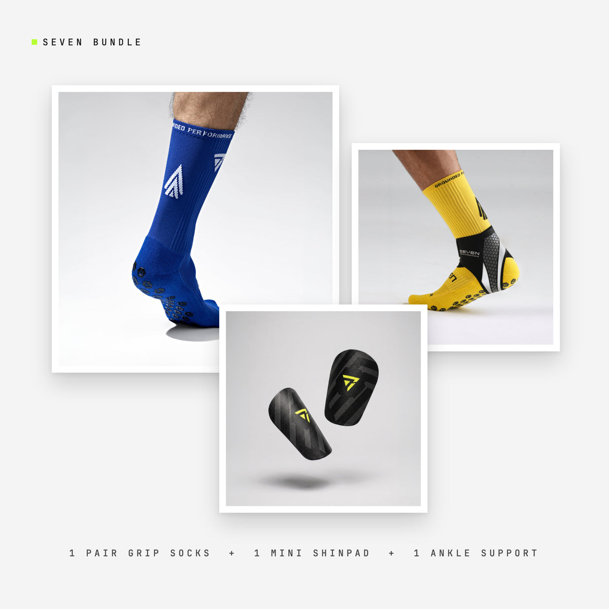 Seven Full Layer bundle: blue performance socks + Mini Shinpad + Ankle Support