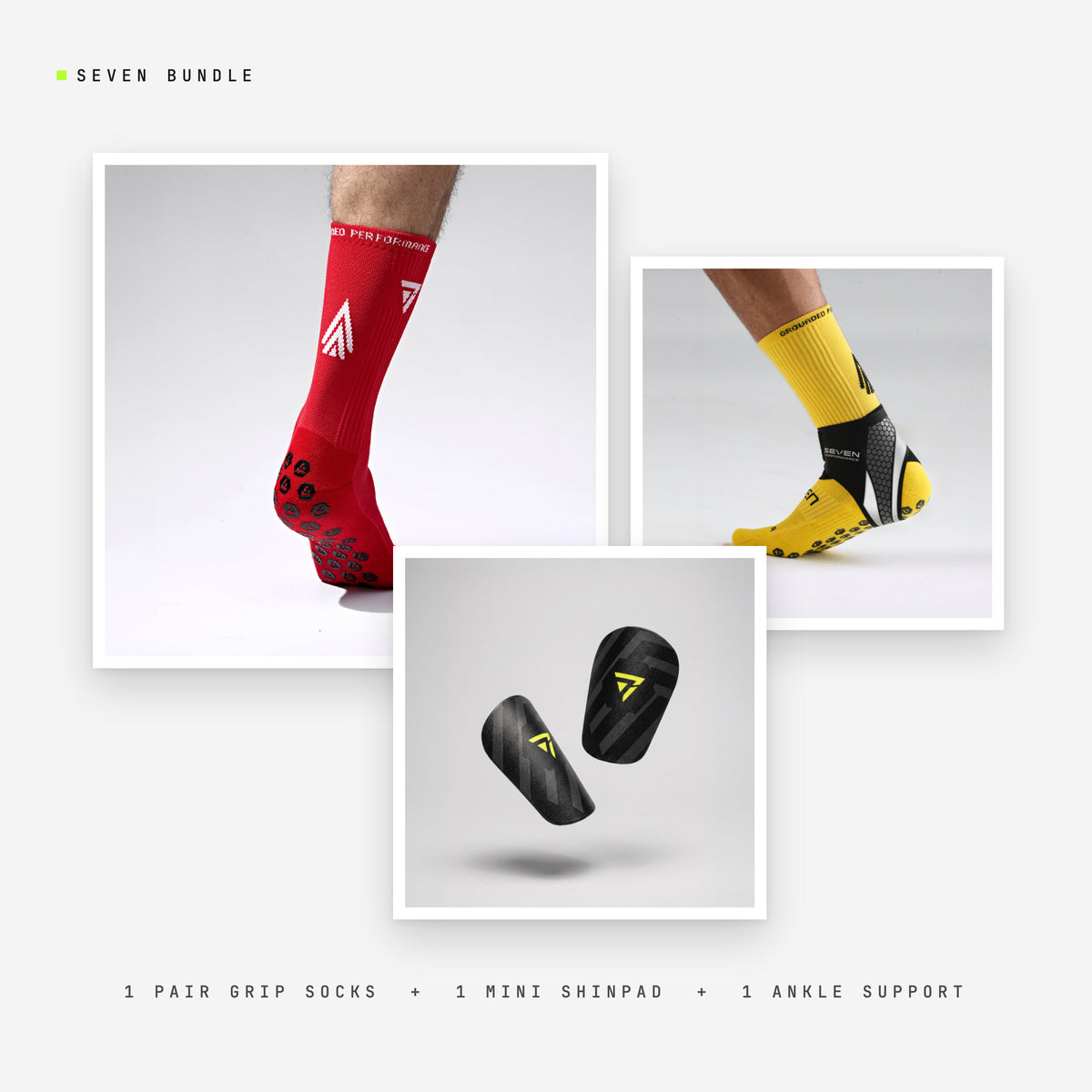 Seven Full Layer bundle: red performance socks + Mini Shinpad + Ankle Support