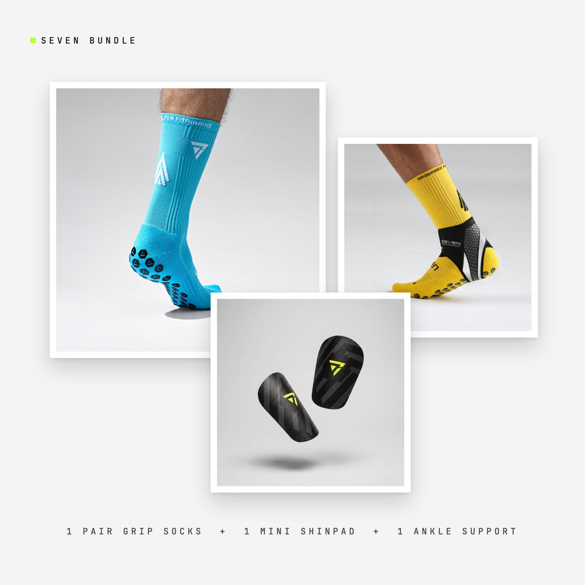 Seven Full Layer bundle: teal performance socks + Mini Shinpad + Ankle Support